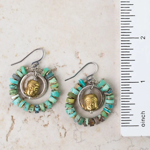 Buddha, Turquoise Statement Earrings