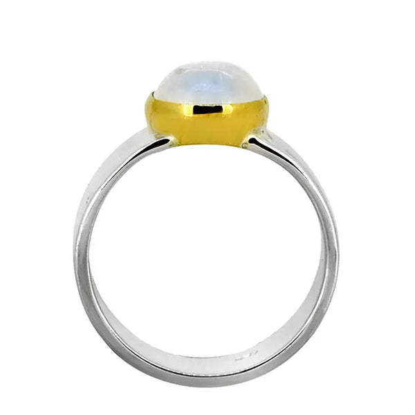 Moonstone, Sterling Silver Solitaire Brass Ring