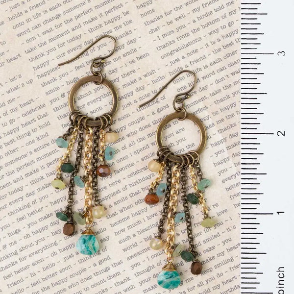 Atlas Czech Glass, Jasper, Roman Glass Statement Earrings