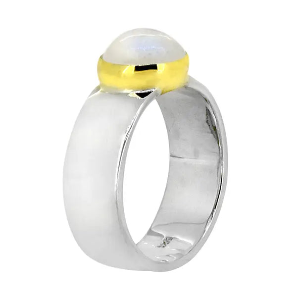 Moonstone, Sterling Silver Solitaire Brass Ring