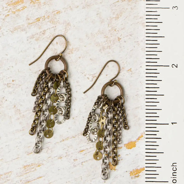 Earthen Mixed Metal Tassel Earrings