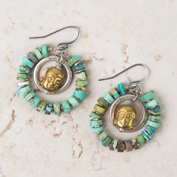 Buddha, Turquoise Statement Earrings
