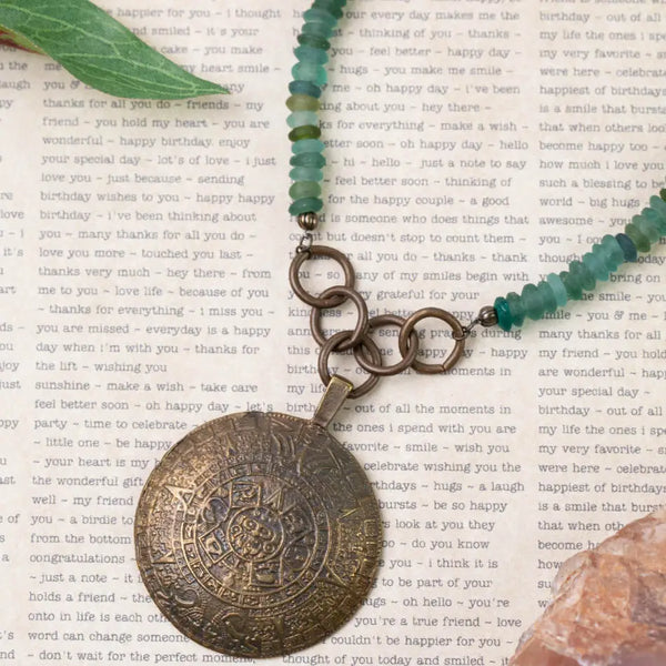 Antique Brass Medallion Statement Necklace