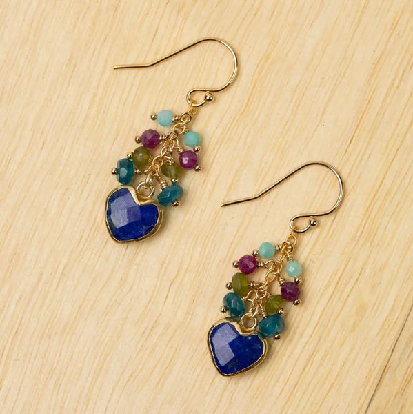 Lapis Lazuli Cluster Earrings