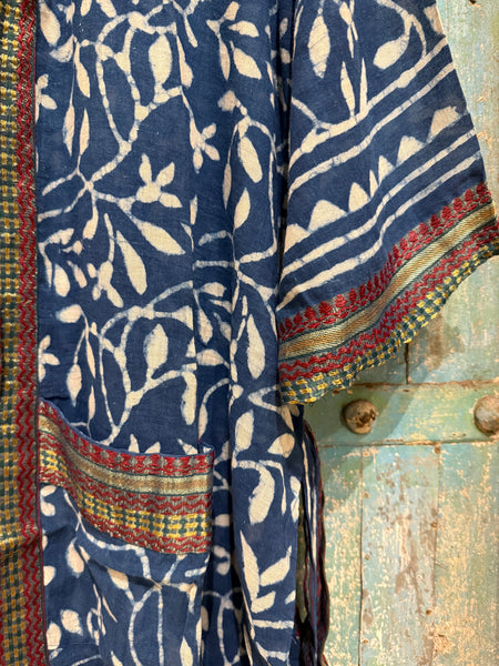 Blue Floral Hand-blocked Print Robe