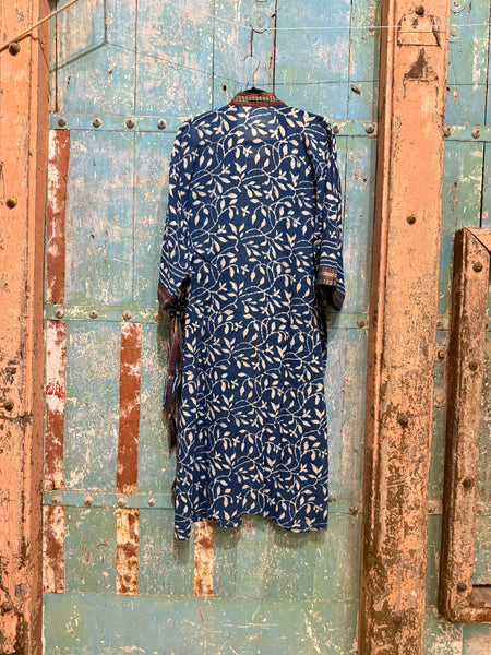 Blue Floral Hand-blocked Print Robe