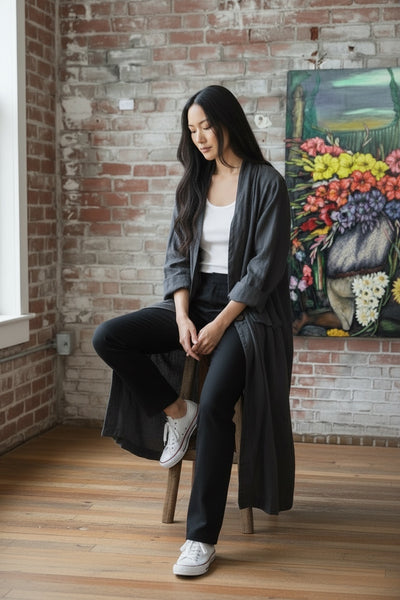 Linen Duster Jacket - Graphite