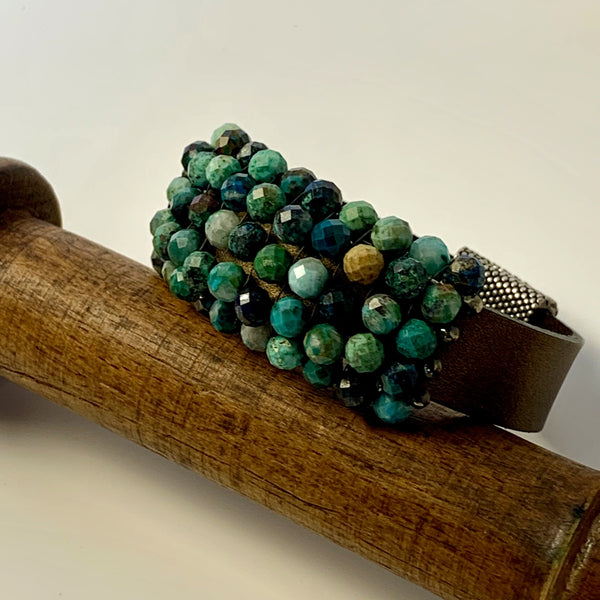 Natural stone & leather cuff