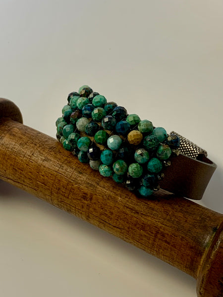 Natural stone & leather cuff