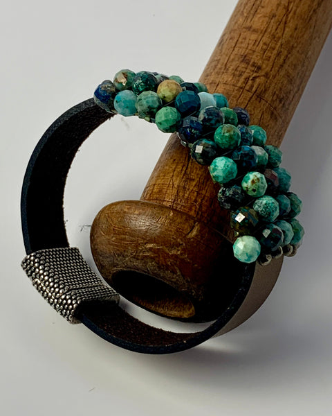 Natural stone & leather cuff