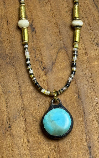 Turquoise Pendant & Tiger's Eye Necklace
