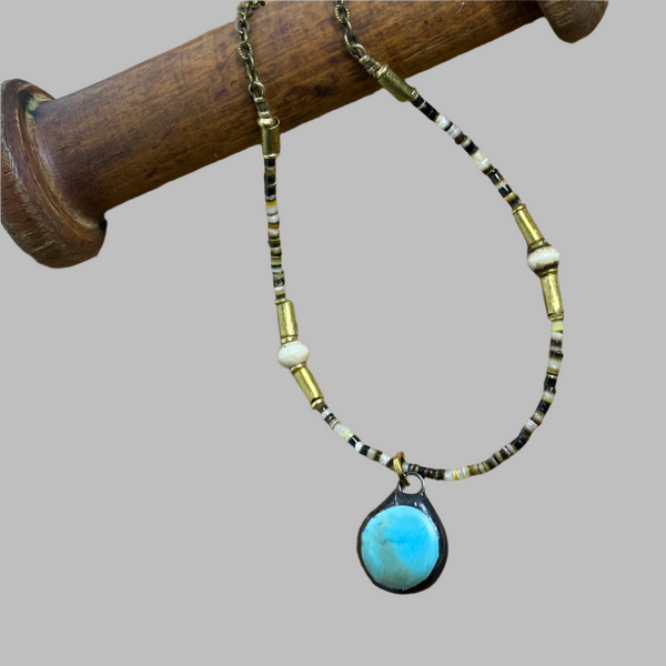 Turquoise Pendant & Tiger's Eye Necklace