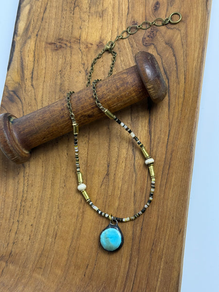Turquoise Pendant & Tiger's Eye Necklace