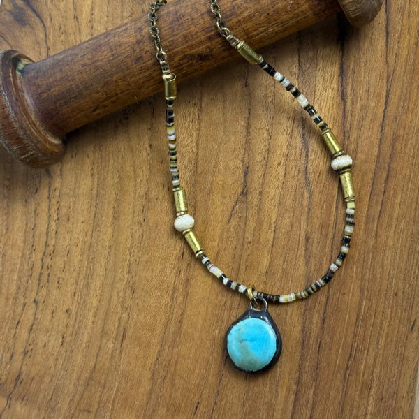 Turquoise Pendant & Tiger's Eye Necklace