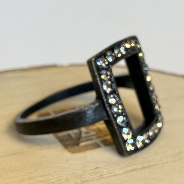 Open Crystal Rectangle Ring