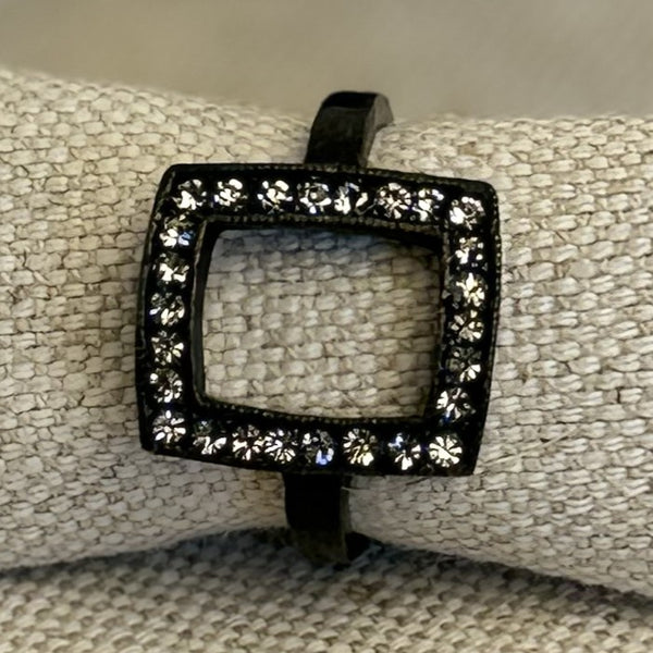Open Crystal Rectangle Ring