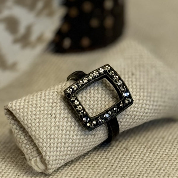 Open Crystal Rectangle Ring