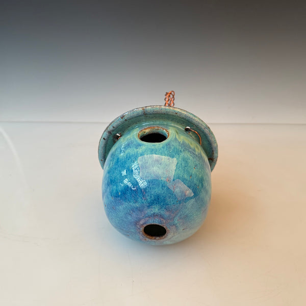 Blue Ceramic Birdhouse