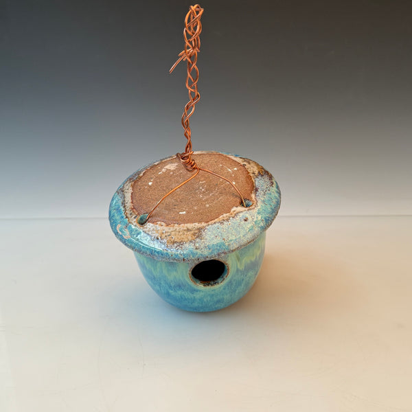Blue Ceramic Birdhouse