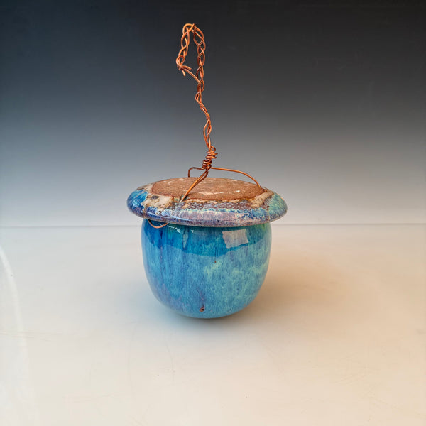 Blue Ceramic Birdhouse