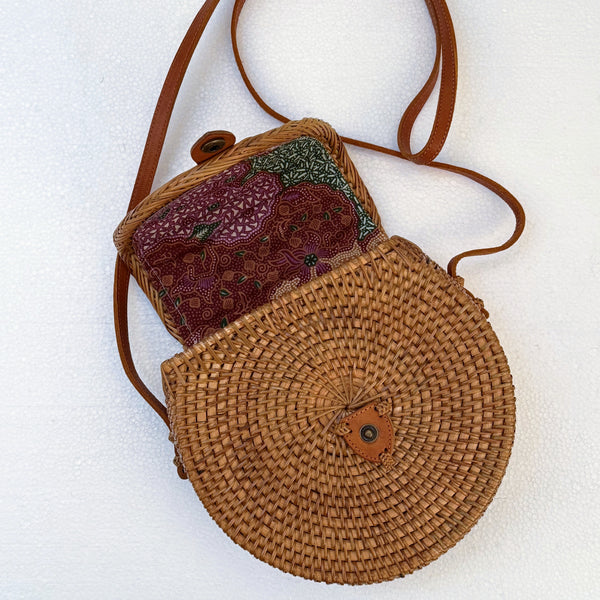 Round Rattan Bag w/Flap