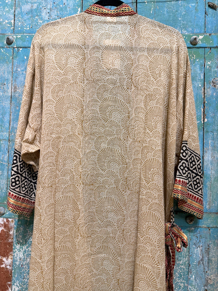 Latte & Black Kimono-Style Robe