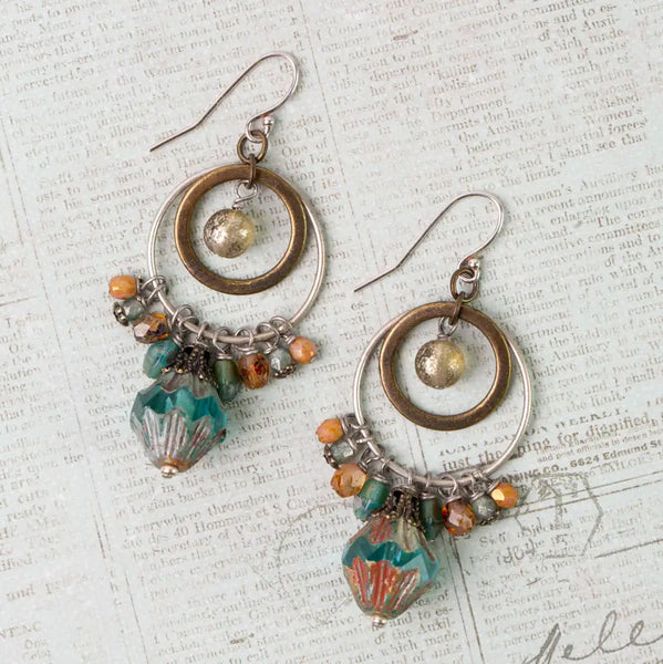 Czech Glass Flower Cluster Earrings