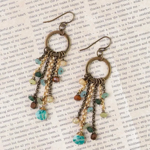 Atlas Czech Glass, Jasper, Roman Glass Statement Earrings