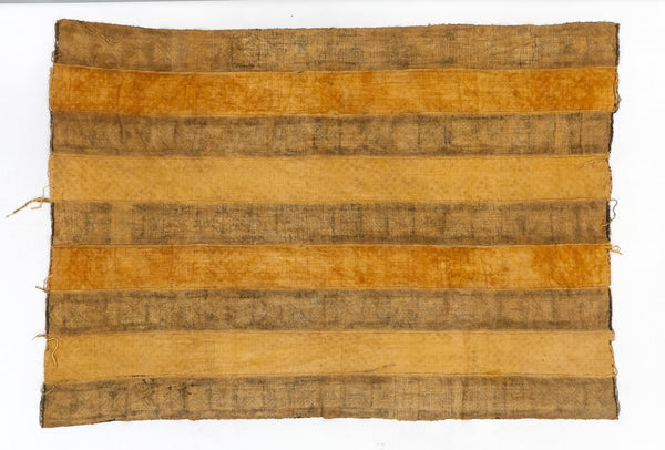 Striped fabric with alternating brown and yellow horizontal stripes on a white background